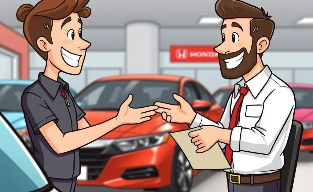 A person negotiating with a car dealer