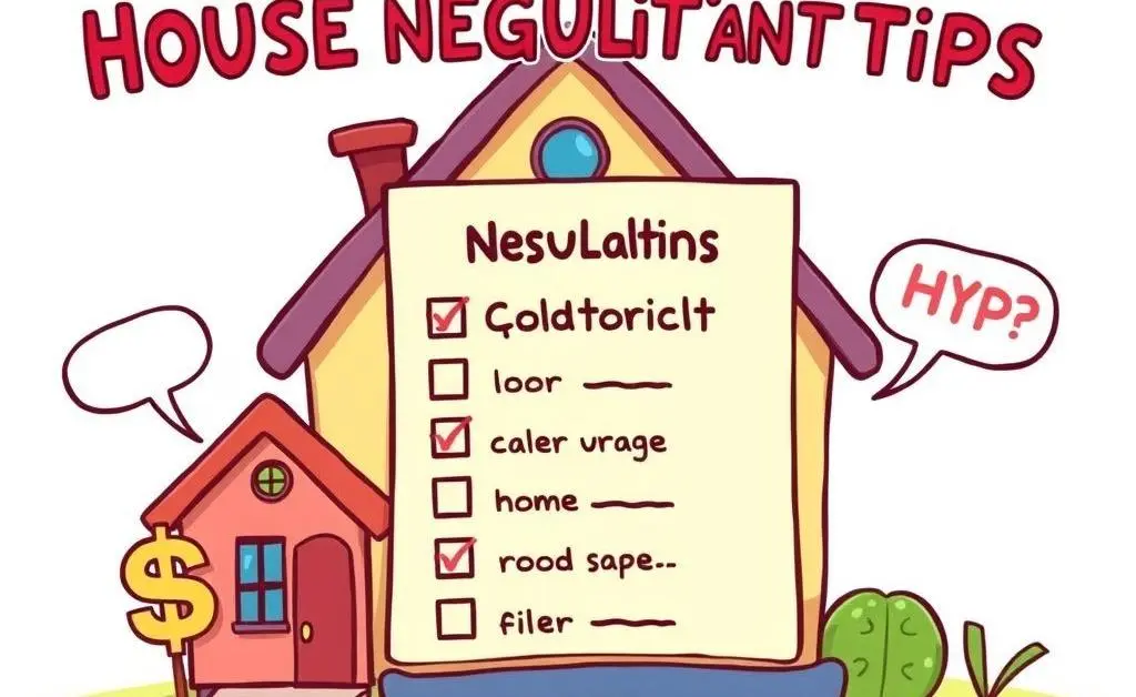 Cartoon-style image of a checklist for house negotiation tips