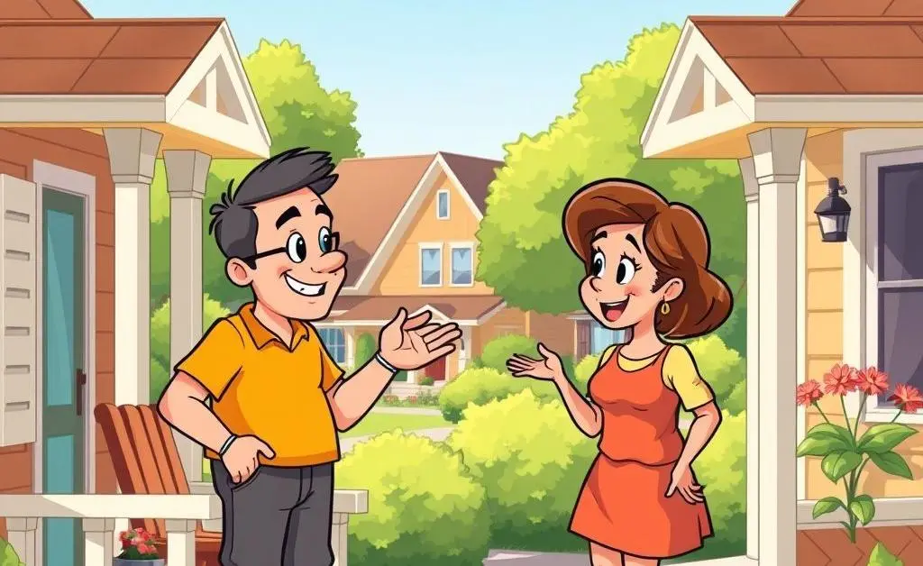 Two neighbors having a friendly discussion
