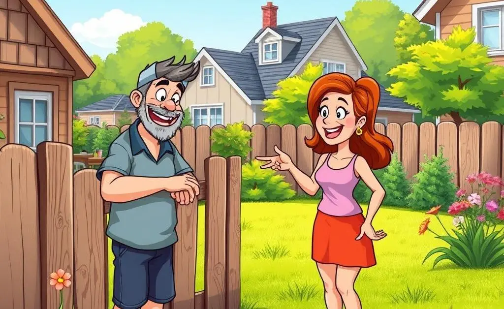 Neighbors chatting about lawn care