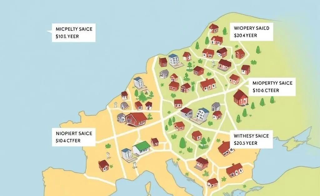 Map showing neighborhood property price differences