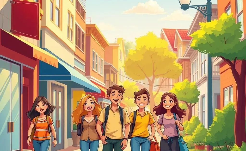 Exploring a new neighborhood with friends