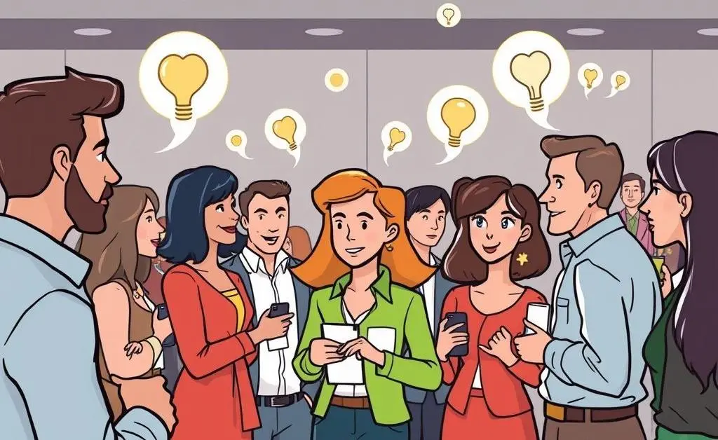 People in a networking event exchanging ideas.