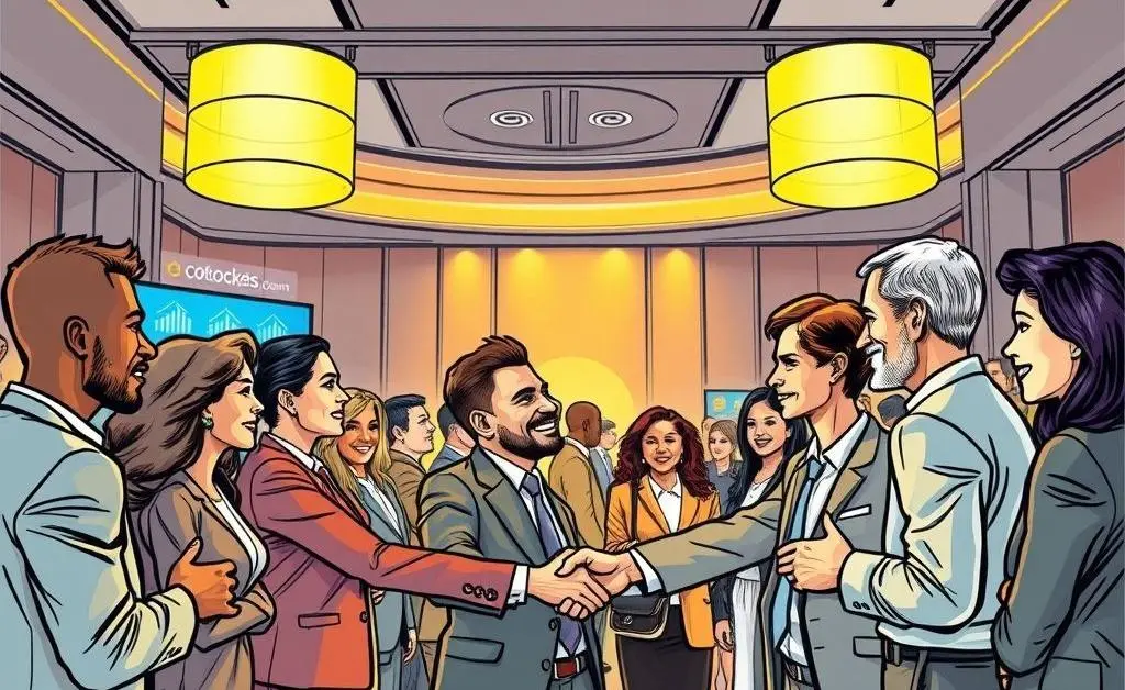 Diverse people shaking hands at a conference