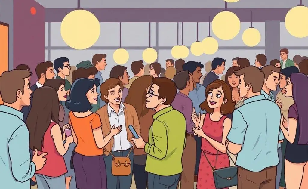 People networking at a lively social gathering