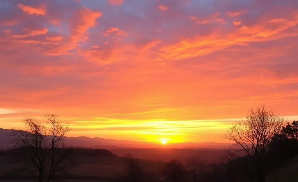 A sunset viewed from a hilltop representing a fresh start