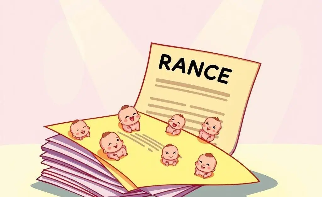 Cartoon-style of insurance documents with cheerful baby icons