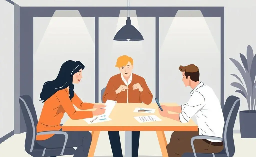 Colleagues collaborating in an office setting