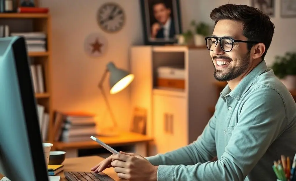 Person using a computer to submit taxes online.