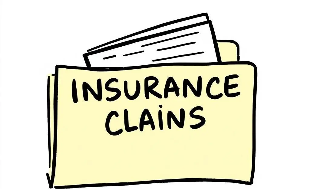 Organized folder labeled 'Insurance Claims' with documents peeking out.
