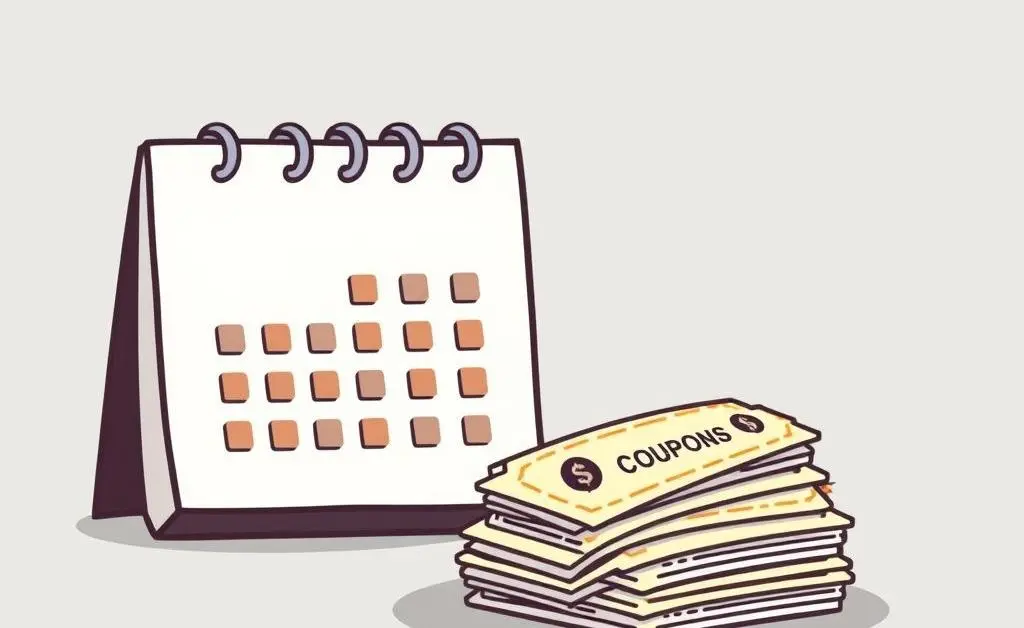 Organized deals on a calendar with coupons
