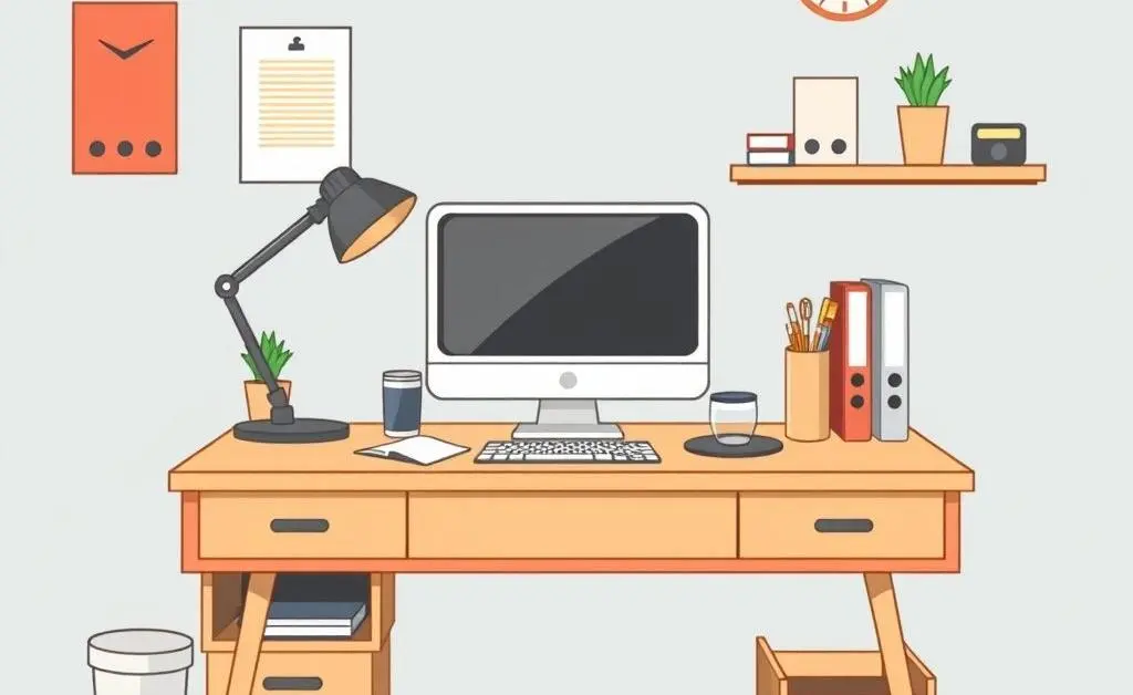 A neatly organized desk with minimal items
