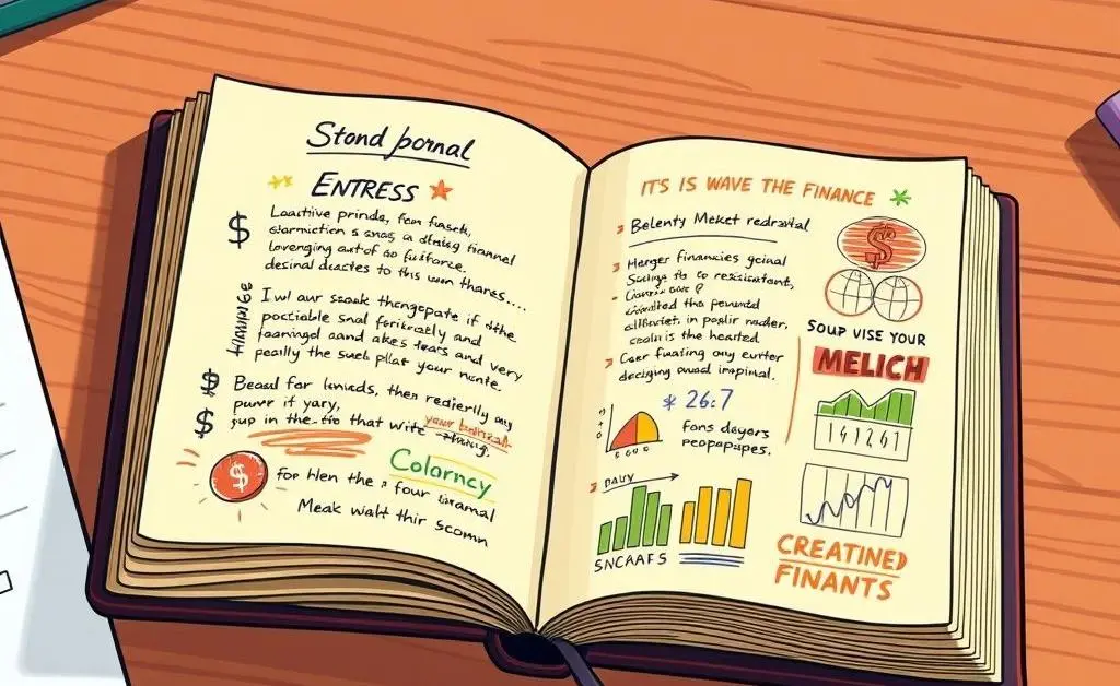 Open journal showing organized financial notes