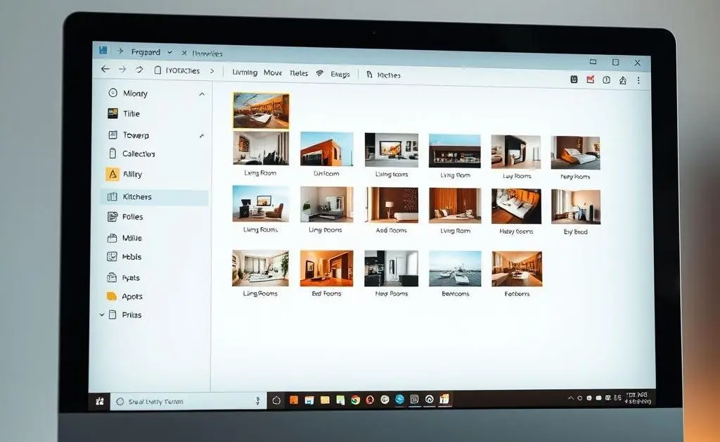Organized photo folder with categories by room