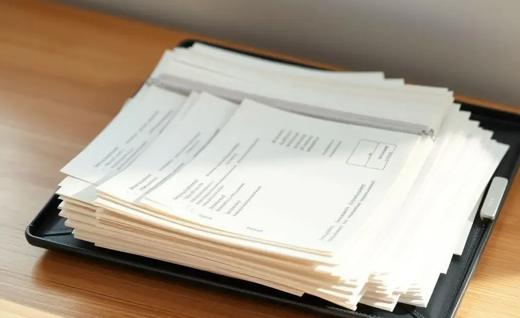 Neatly organized rental income receipts