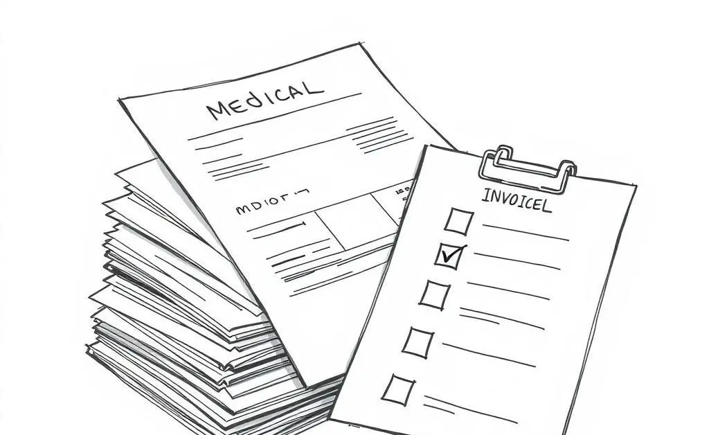 Illustration of an organized stack of medical bills