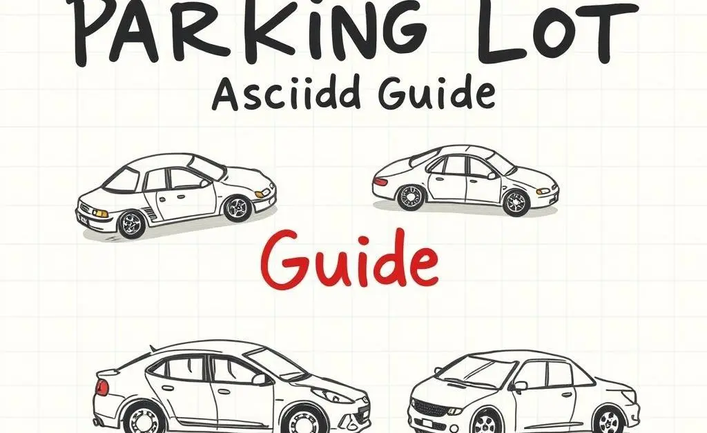 Illustration of a guidebook titled 'Parking Lot Accident Guide'