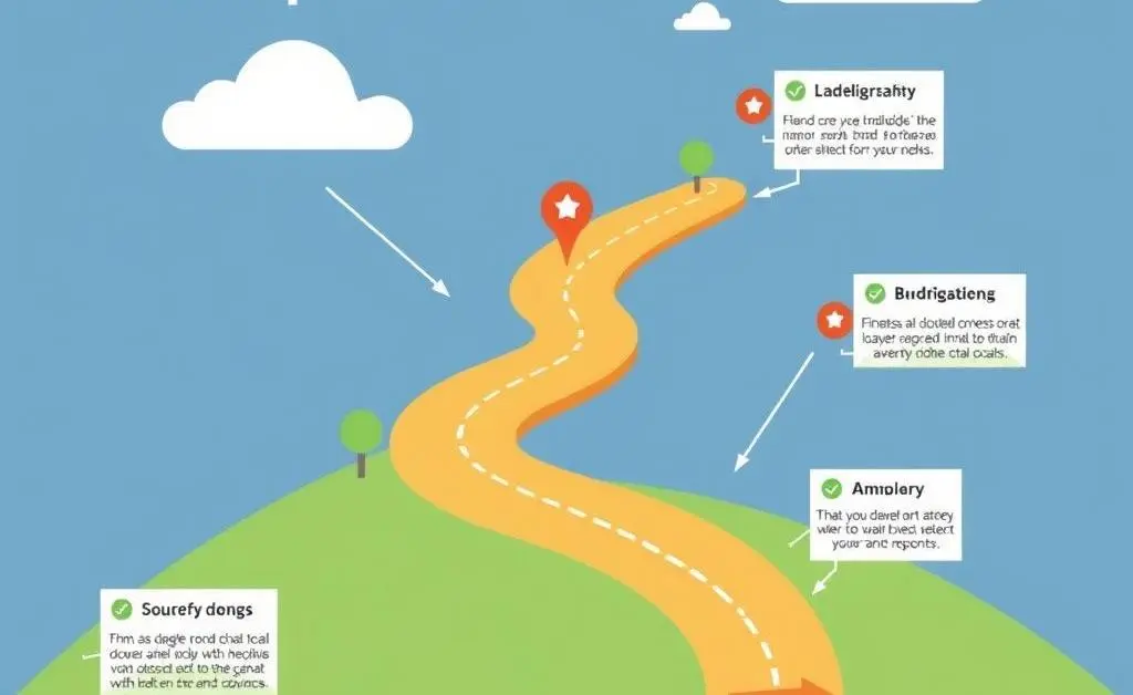 Roadmap illustrating stepping stones towards financial goals