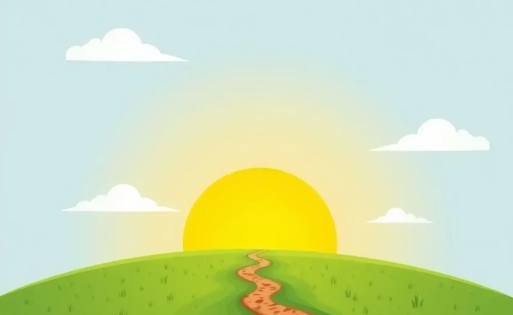 An illustrated path leading to a sunny horizon, symbolizing growth and success in mortgage origination.