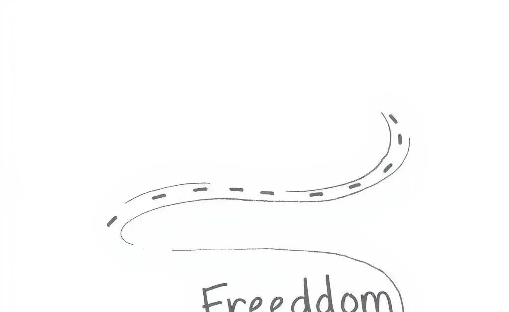 A hand-drawn image of a winding financial path with 'Freedom' at the end