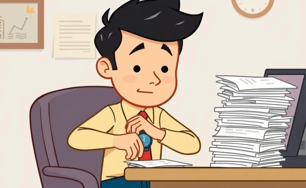 Cartoon character checking their watch while waiting