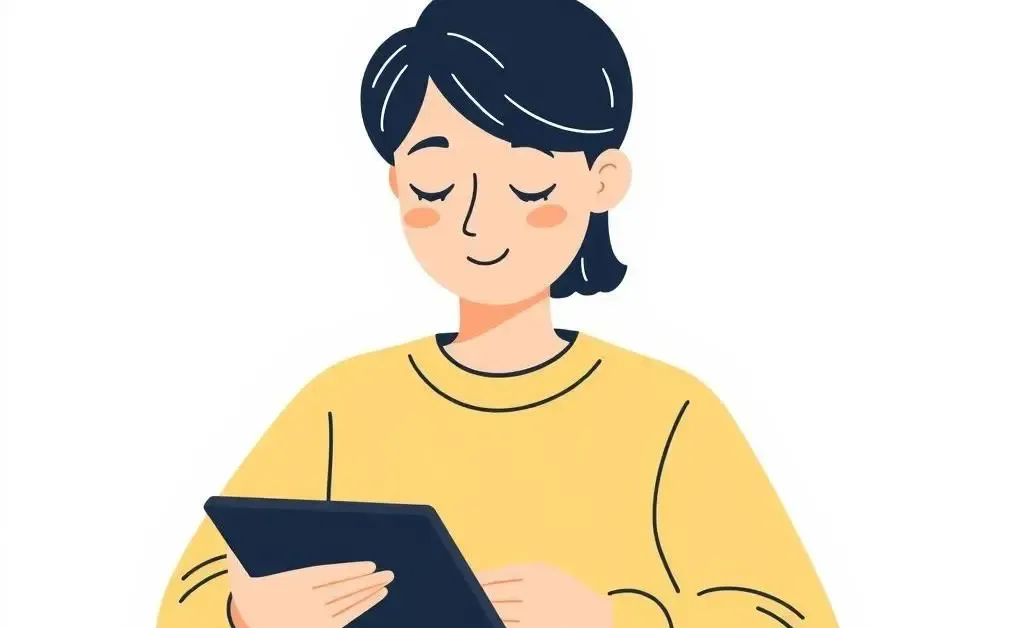 A person peacefully viewing a budgeting app on a tablet