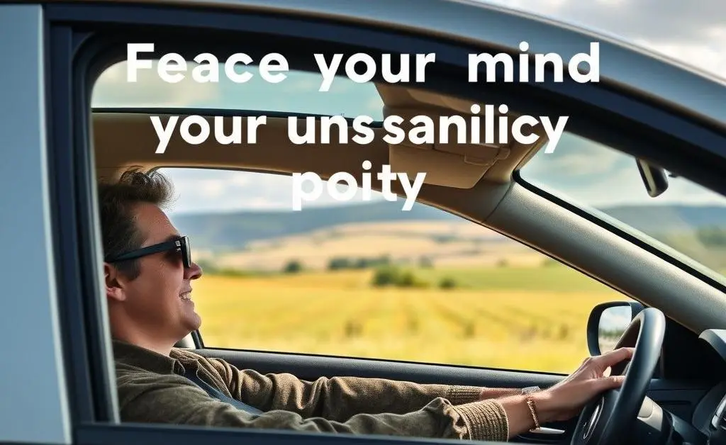 Happy person driving a car