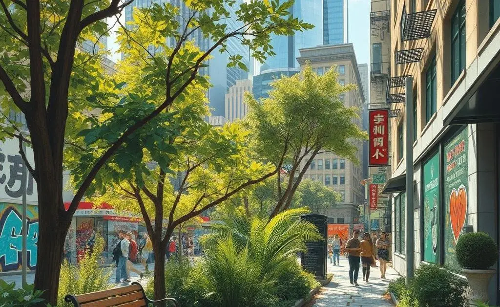 A serene nook amidst a busy urban environment