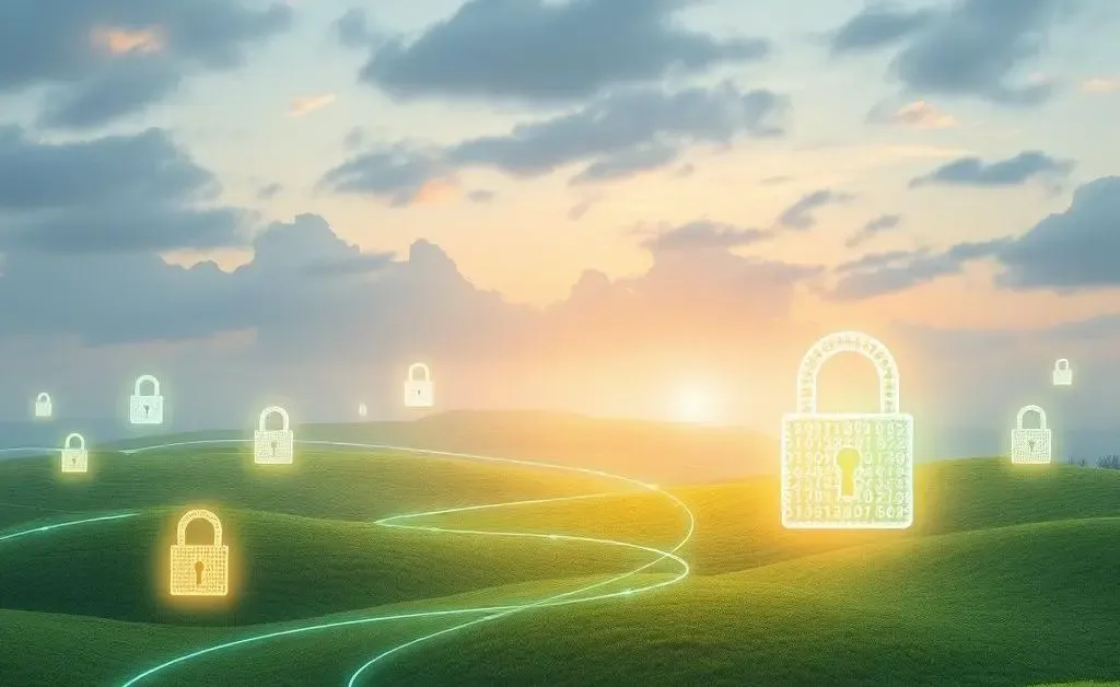 Illustration of digital security in a serene setting