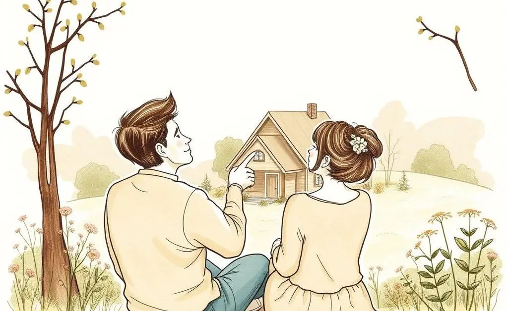 A couple envisioning a peaceful future together.
