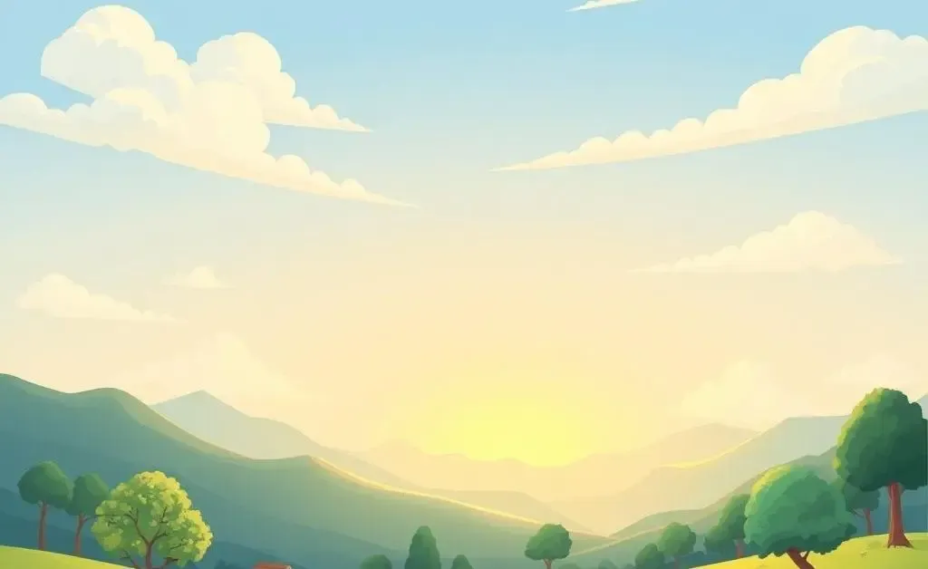 Serene cartoon landscape representing a tranquil investment journey