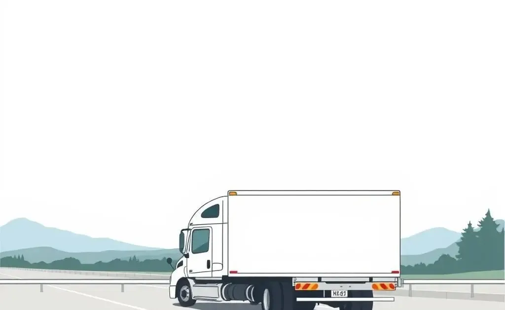A truck driving peacefully on a highway