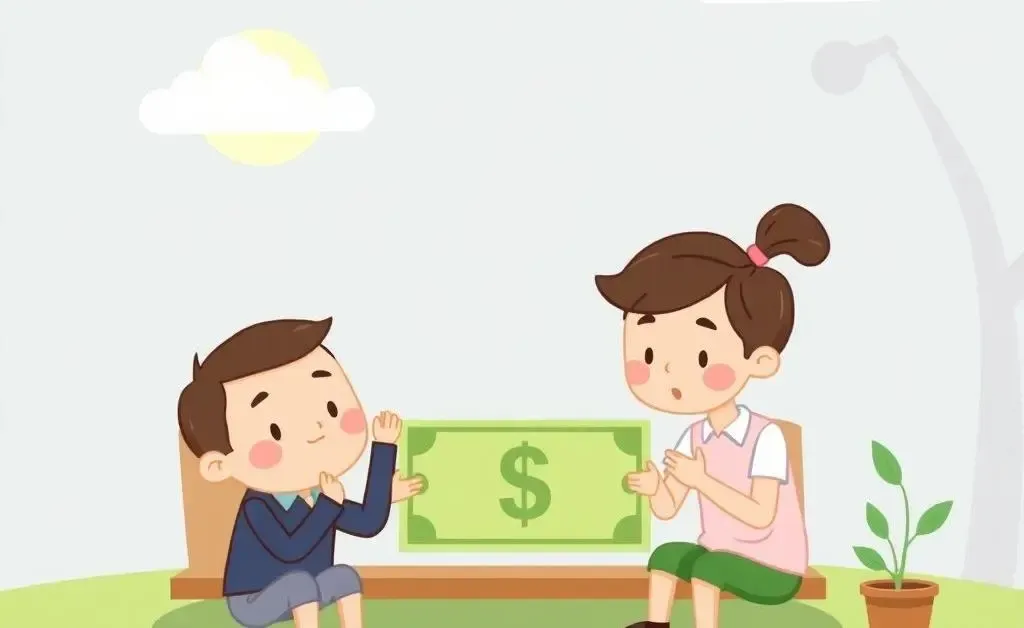 A cartoon illustration of a peaceful money management scenario