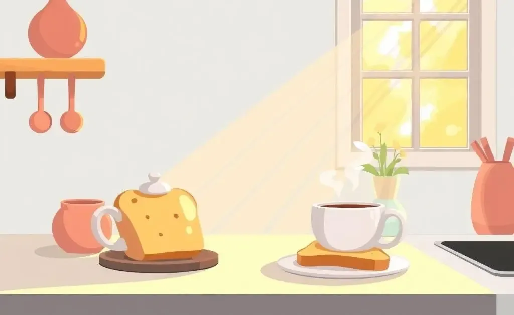 A tranquil morning routine in a cozy kitchen