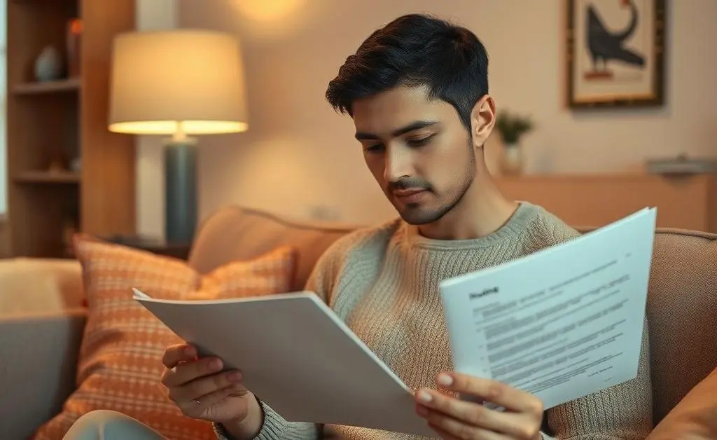 Person calmly reviewing insurance policies