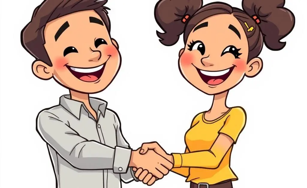 People shaking hands and smiling after settling an insurance claim