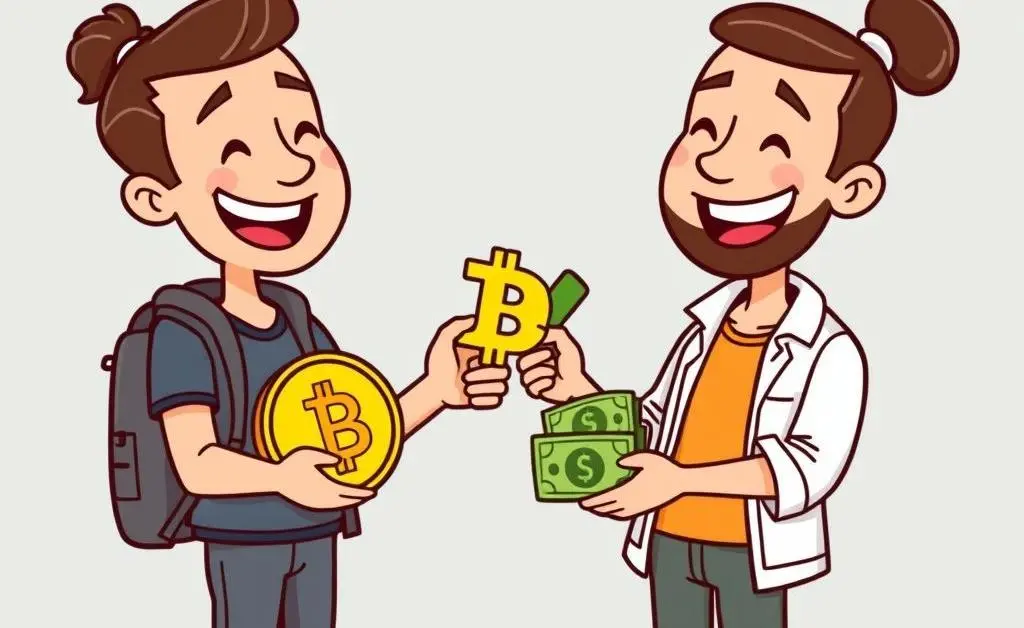 Illustration of a peer-to-peer crypto transaction