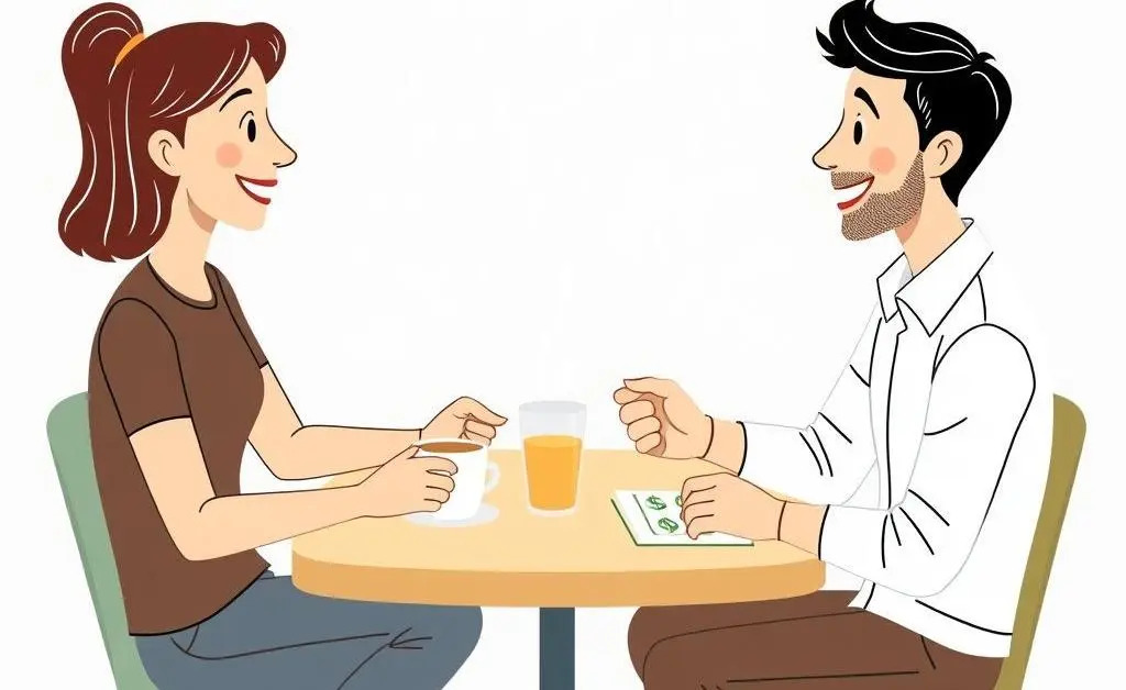 A group of friends having a conversation about finances.