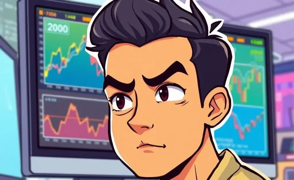 A person at a computer analyzing the stock and bond market