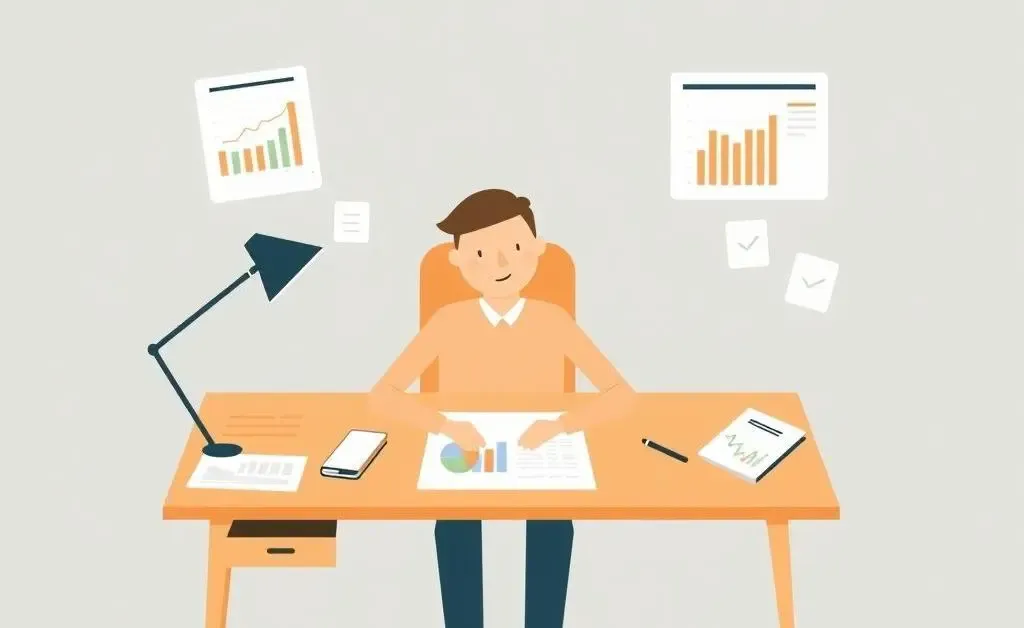 Illustration of a person planning a budget