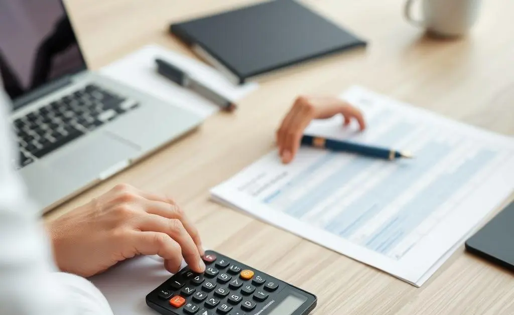 A person calculating home loan costs