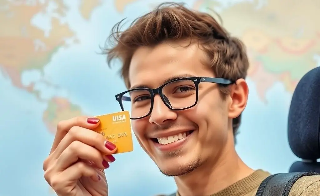 Person enjoying travel perks while using a credit card