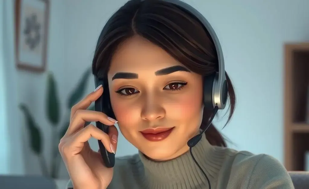 A person talking on the phone with customer service