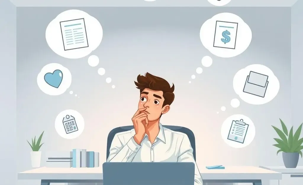 Contemplative person thinking about indexed and whole life insurance