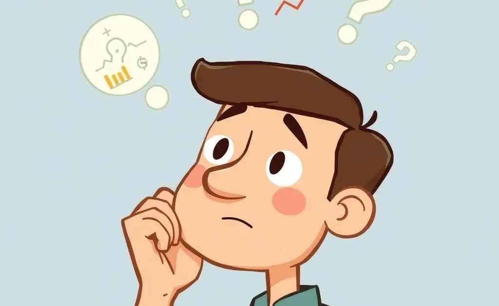 Person thinking over financial plans with floating charts