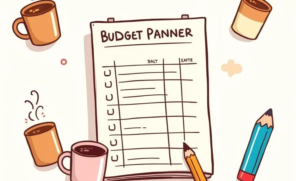 A cozy budget planner sheet with doodles