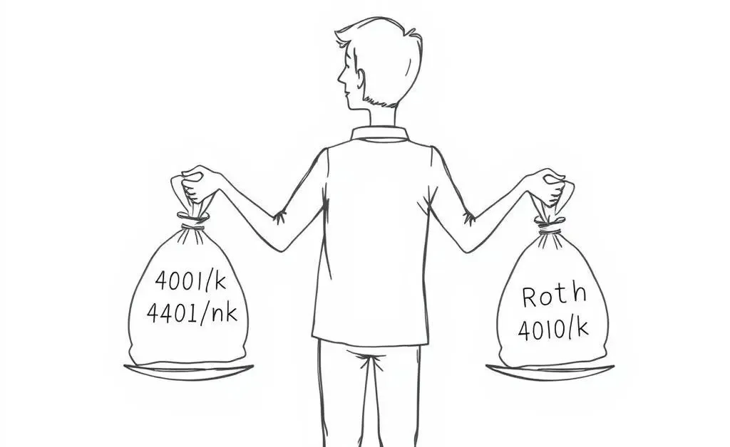Illustration of a person deciding between two financial options