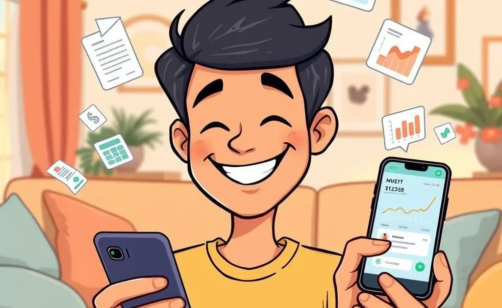 An individual using an app to track expenses.