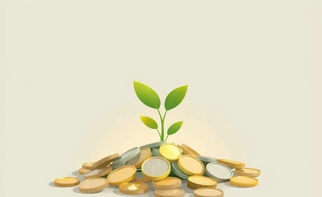 Plant growing from coins symbolizing financial growth