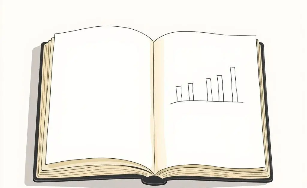 A minimalist illustration of a personal finance journal with charts.